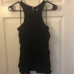 Cachè double lined black halter with side ruching